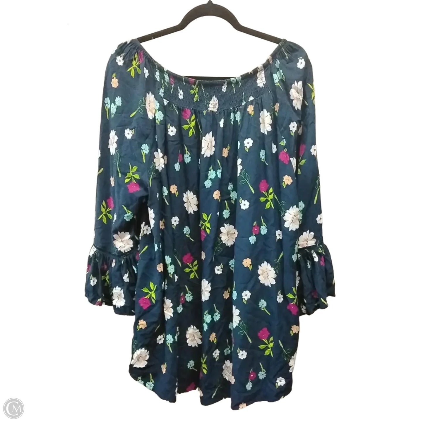 Blouse Long Sleeve By Terra & Sky In Floral Print, Size: 4x