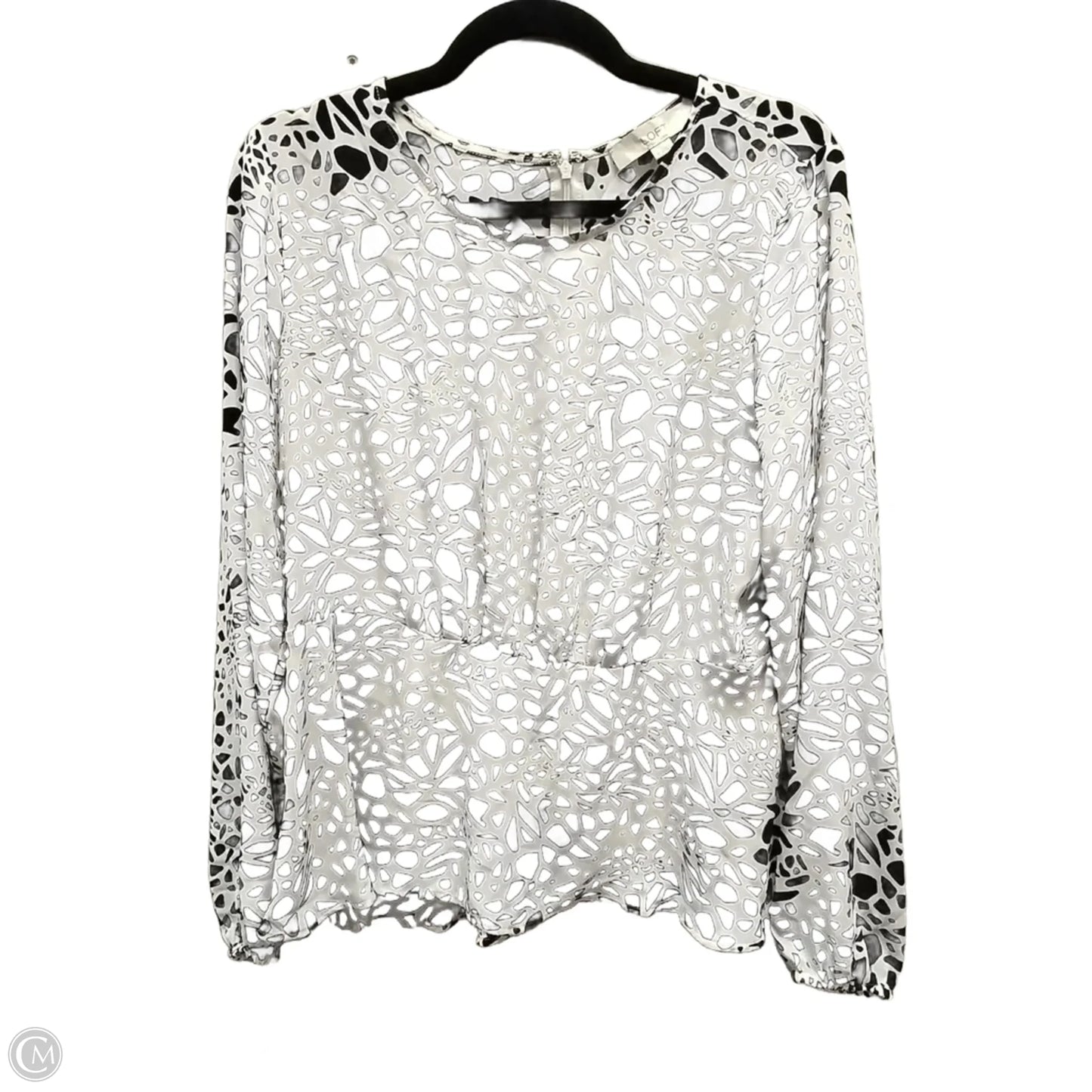 Blouse Long Sleeve By Loft In Black & White, Size: L
