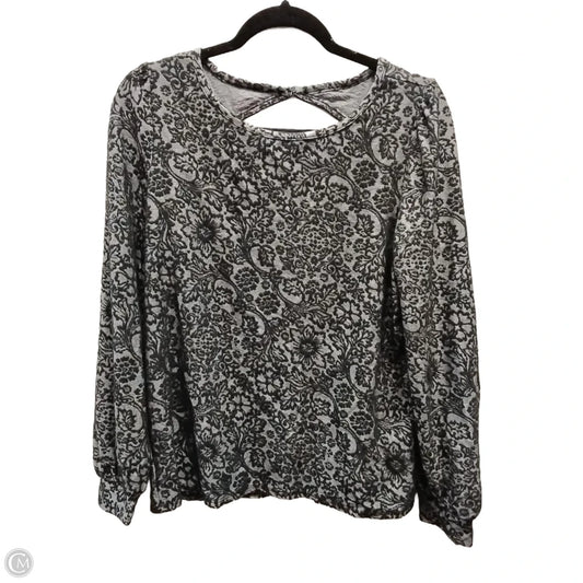 Blouse Long Sleeve By Loft In Black & Grey, Size: M