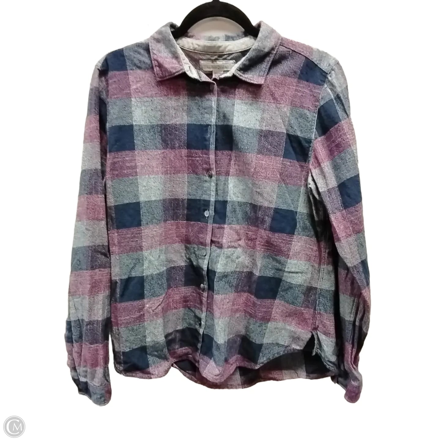 Top Long Sleeve By Clothes Mentor In Checkered Pattern, Size: M
