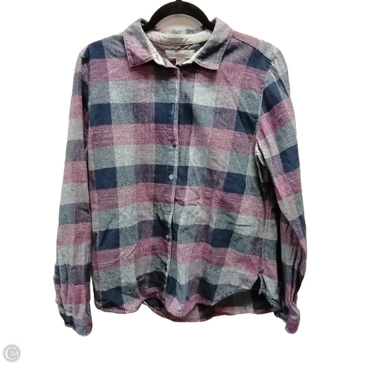 Top Long Sleeve By Clothes Mentor In Checkered Pattern, Size: M