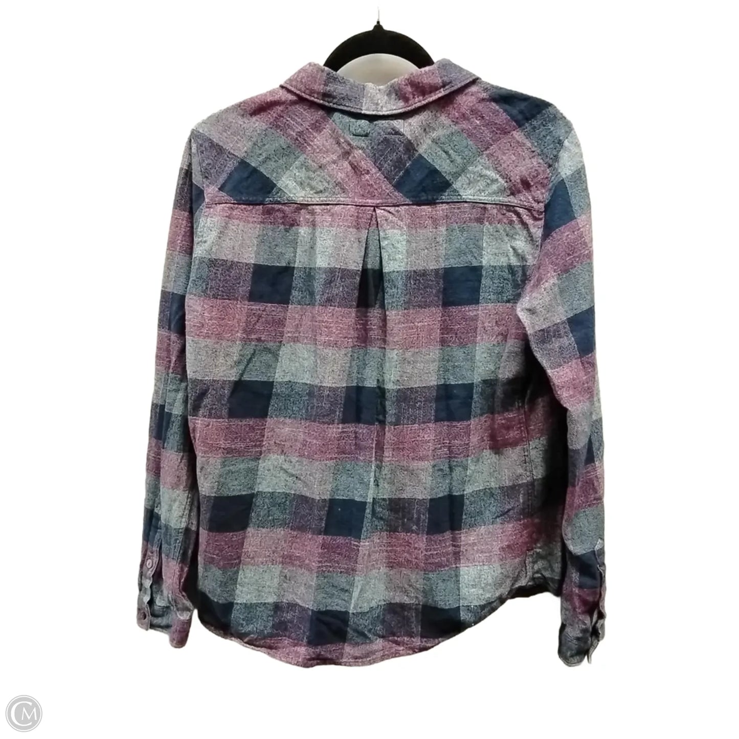 Top Long Sleeve By Clothes Mentor In Checkered Pattern, Size: M