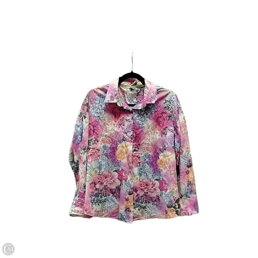 Blouse Long Sleeve By Milano In Floral Print, Size: 42