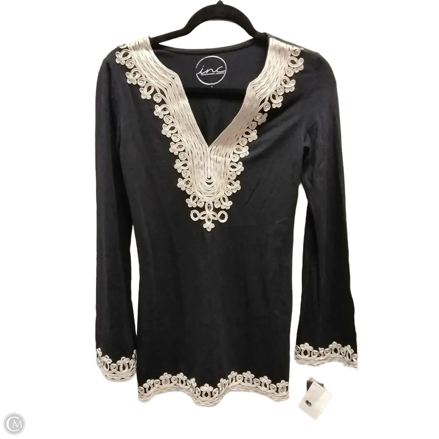Top Long Sleeve By Inc In Black, Size: S