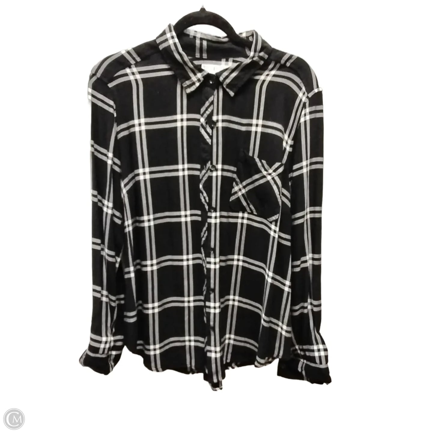 Top Long Sleeve By Time And Tru In Black & White, Size: L