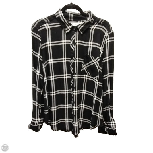 Top Long Sleeve By Time And Tru In Black & White, Size: L
