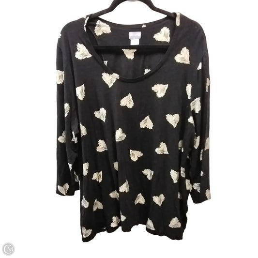 Top Long Sleeve By Chicos In Black & Gold, Size: Xxl