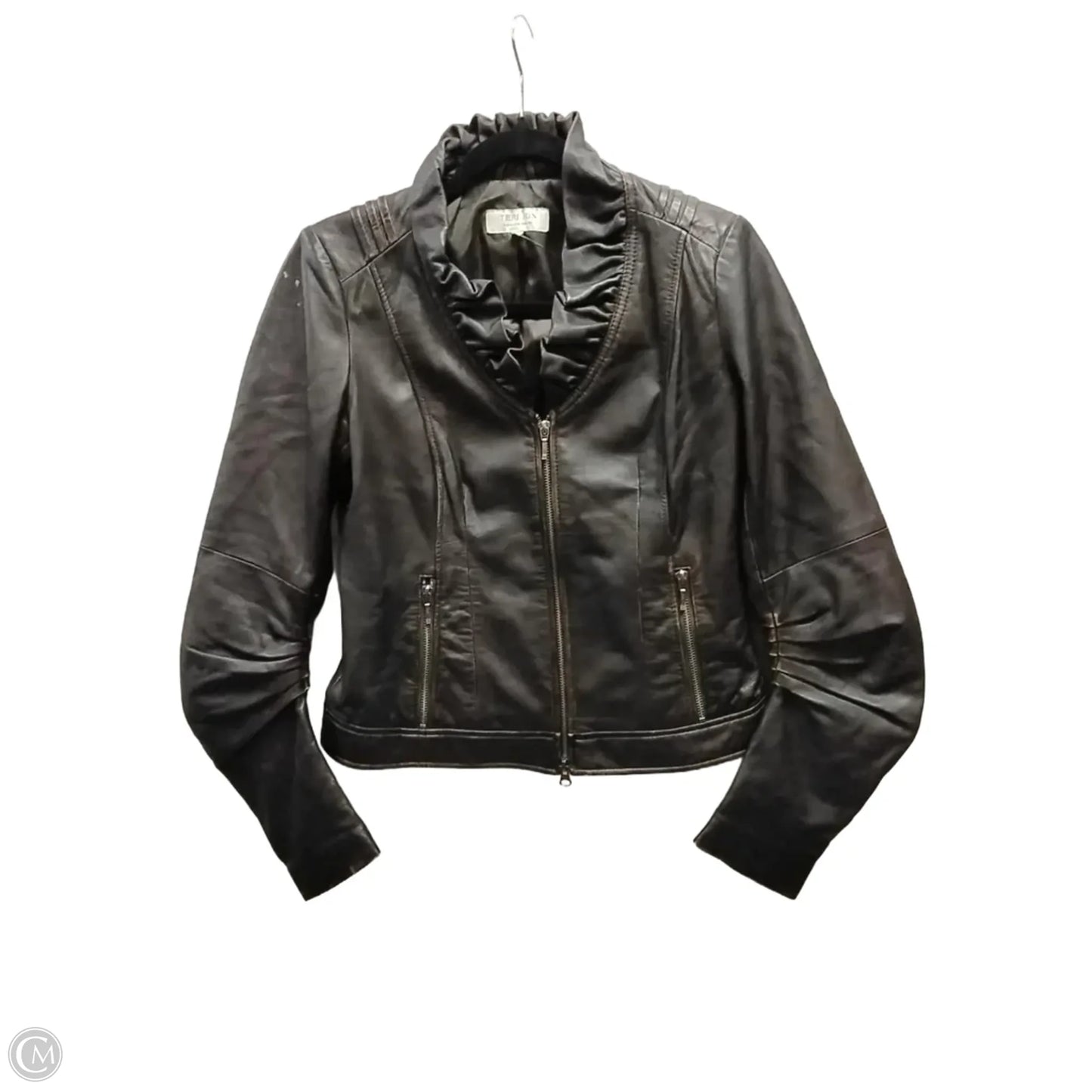 Jacket Moto By Clothes Mentor In Brown, Size: S