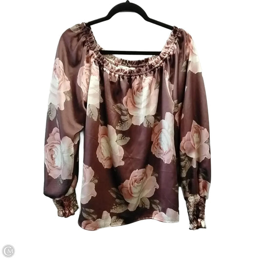 Top Long Sleeve By Vine & Love In Floral Print, Size: Xl
