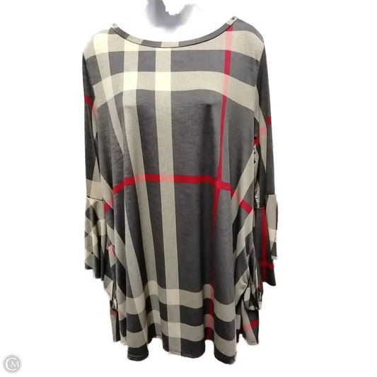 Top 3/4 Sleeve By Clothes Mentor In Checkered Pattern, Size: 2x