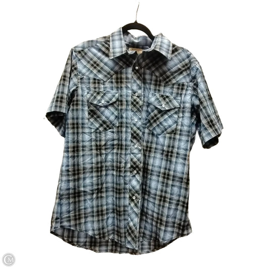 Top Short Sleeve By Wrangler In Checkered Pattern, Size: L