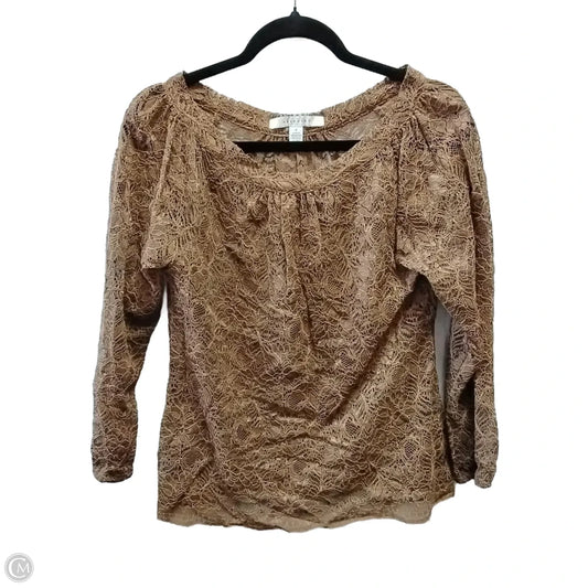 Blouse Long Sleeve By Allegory In Brown, Size: S