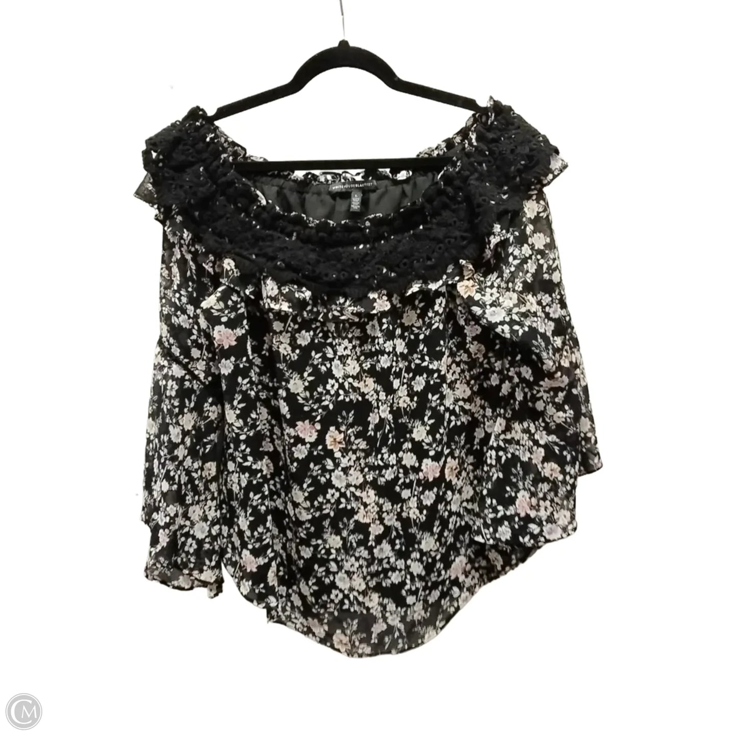 Blouse Long Sleeve By White House Black Market In Floral Print, Size: L