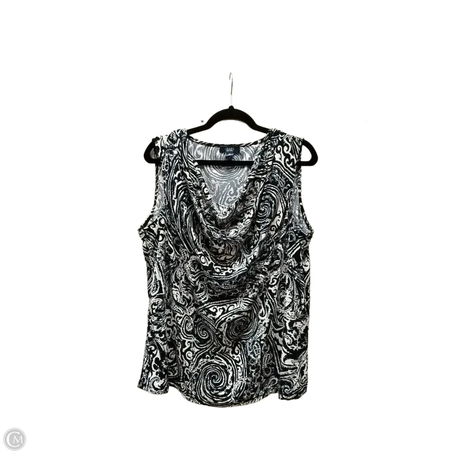 Blouse Sleeveless By Chaps In Blue & White, Size: 3x