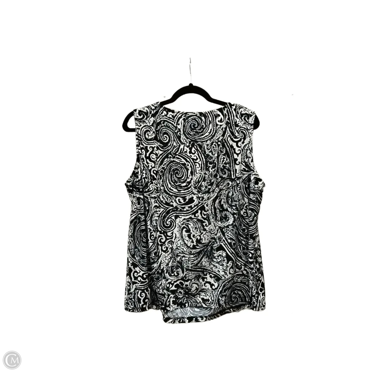 Blouse Sleeveless By Chaps In Blue & White, Size: 3x