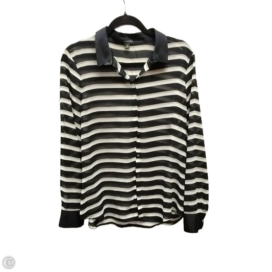 Blouse Long Sleeve By Ann Taylor In Striped Pattern, Size: 10