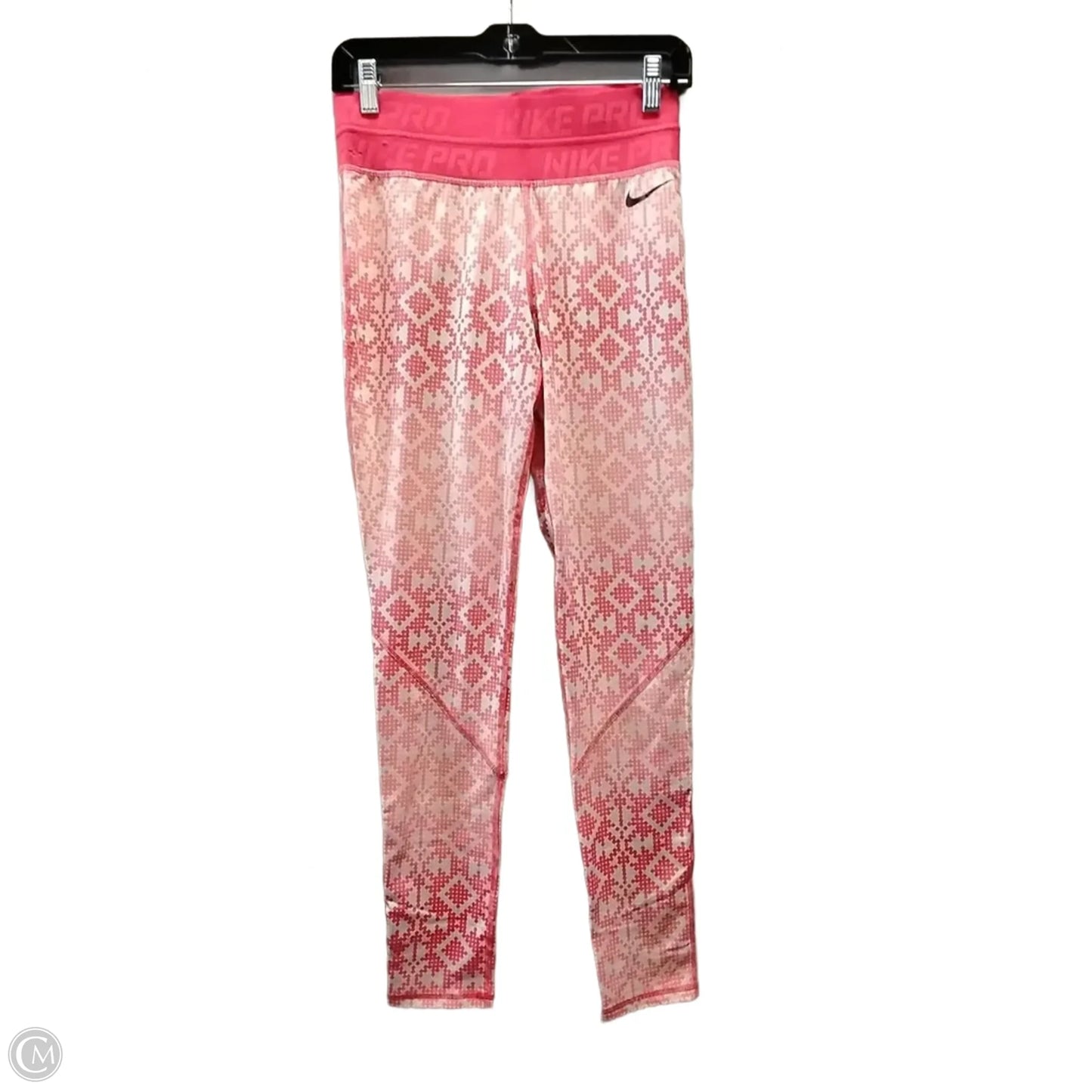 Athletic Leggings By Nike In Orange & White, Size: M