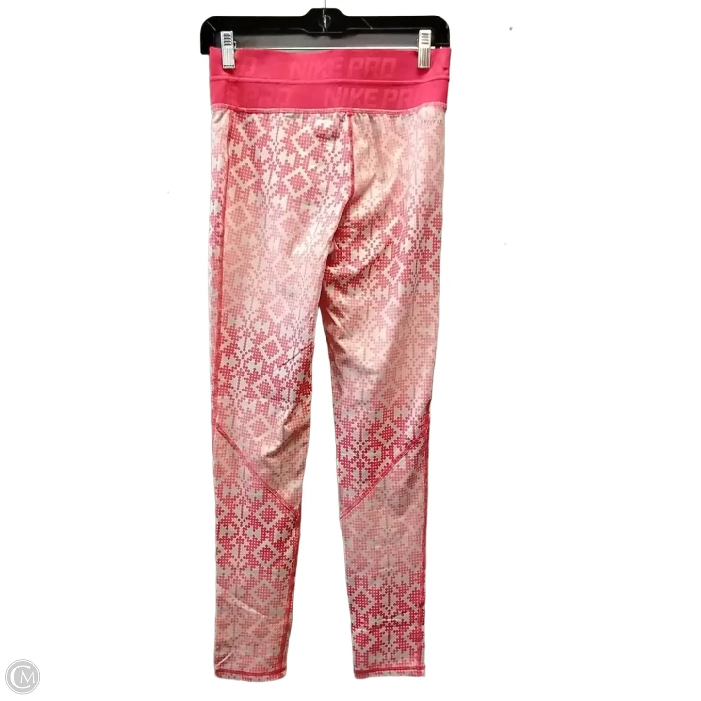 Athletic Leggings By Nike In Orange & White, Size: M