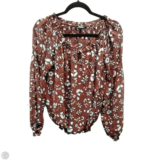 Blouse Long Sleeve By Express In Floral Print, Size: Sp