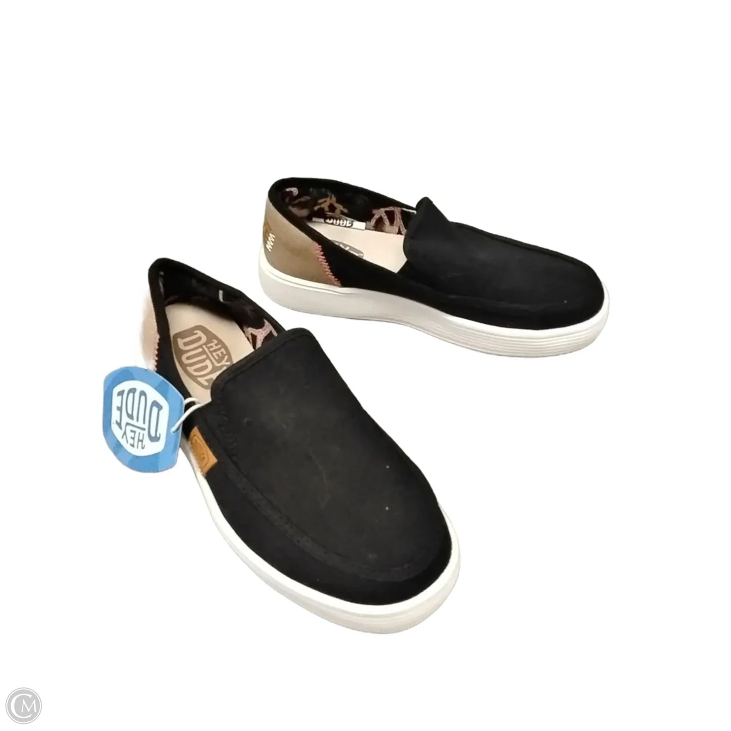 Shoes Flats By Hey Dude In Black & Brown, Size: 6