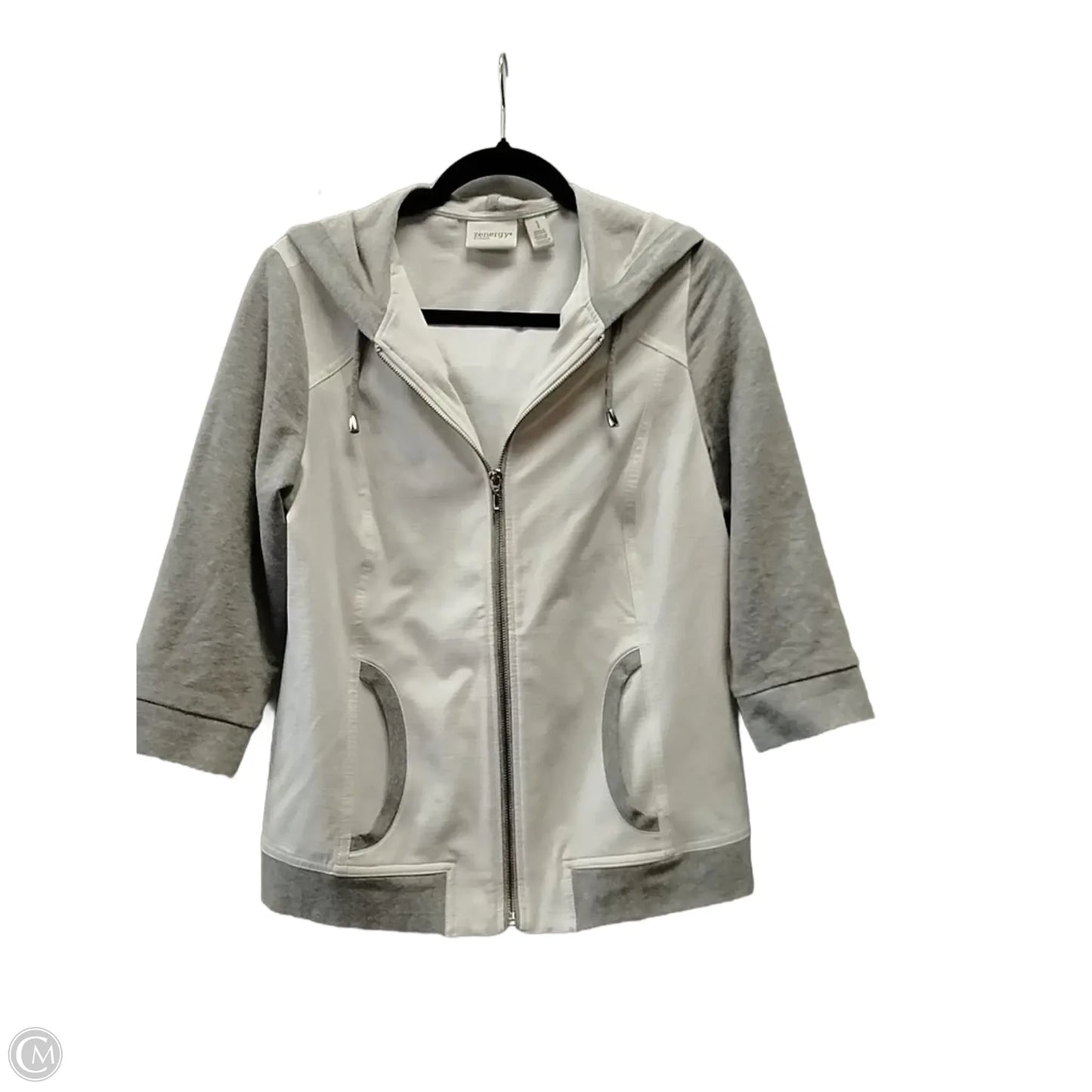Jacket Other By Zenergy By Chicos In Grey & White, Size: M