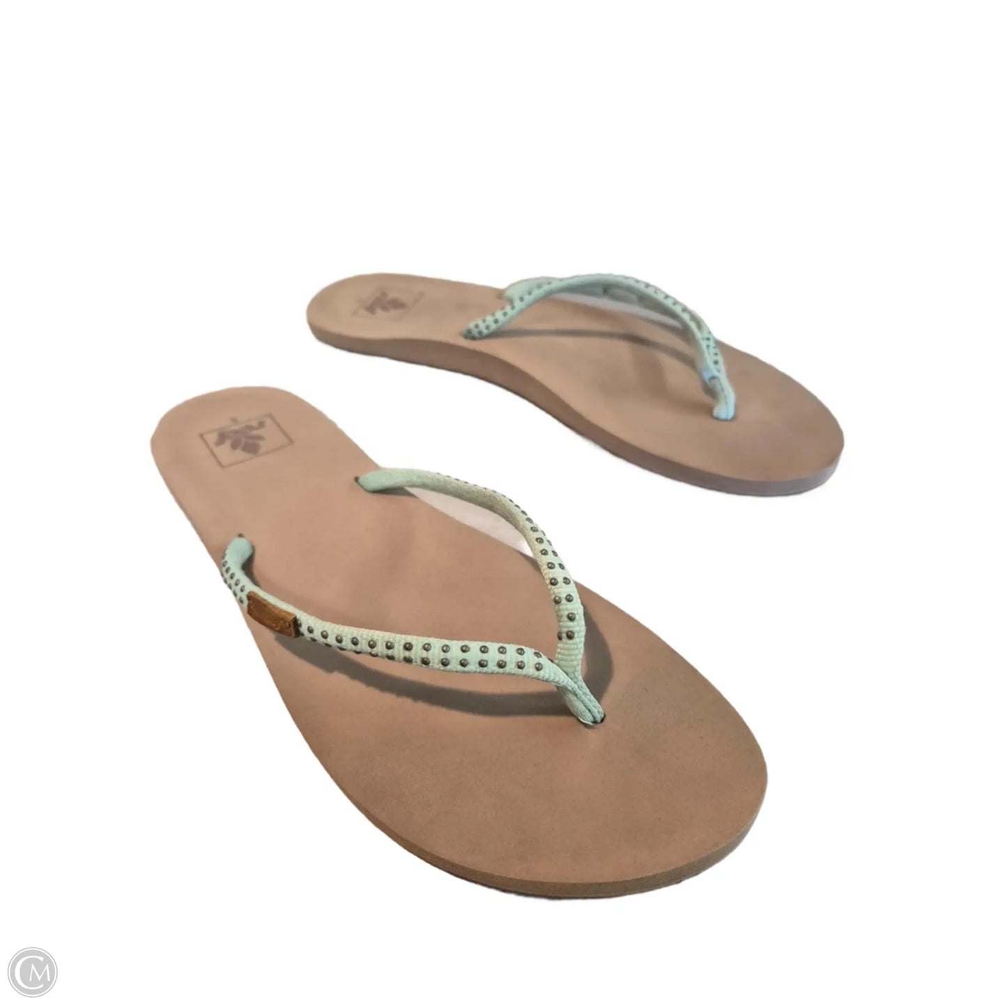 Sandals Flip Flops By Reef In Green & Tan, Size: 8