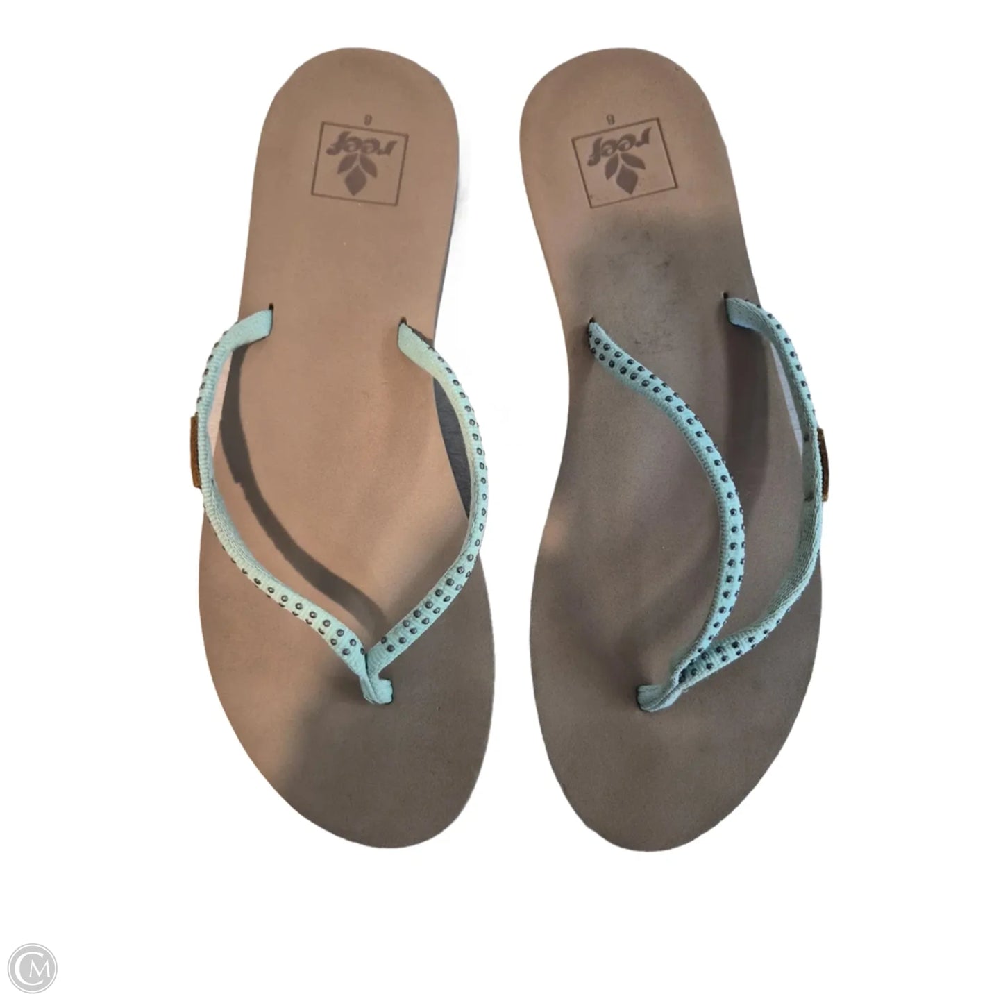 Sandals Flip Flops By Reef In Green & Tan, Size: 8