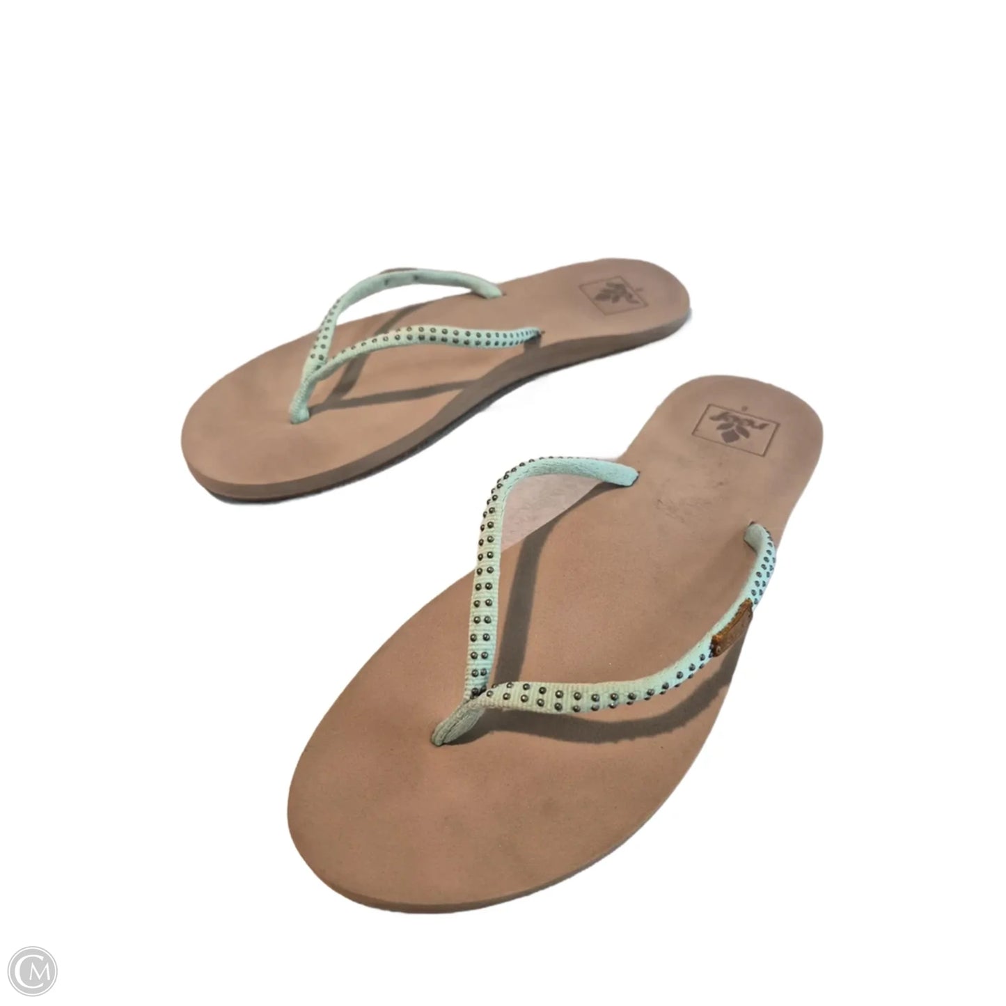 Sandals Flip Flops By Reef In Green & Tan, Size: 8