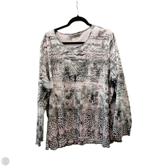 Blouse 3/4 Sleeve By Clothes Mentor In Grey & Pink, Size: 3x