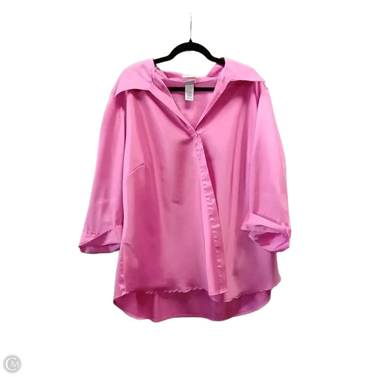 Blouse Long Sleeve By Clothes Mentor In Pink, Size: 3x