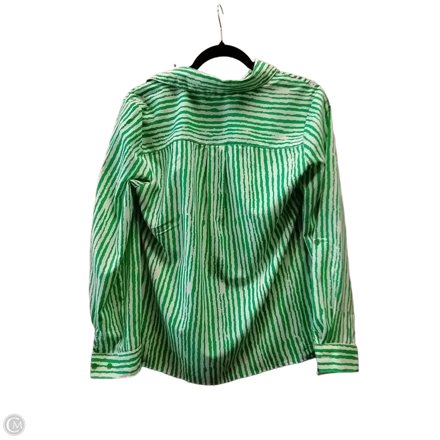 Blouse Long Sleeve By Notations In Green & White, Size: S