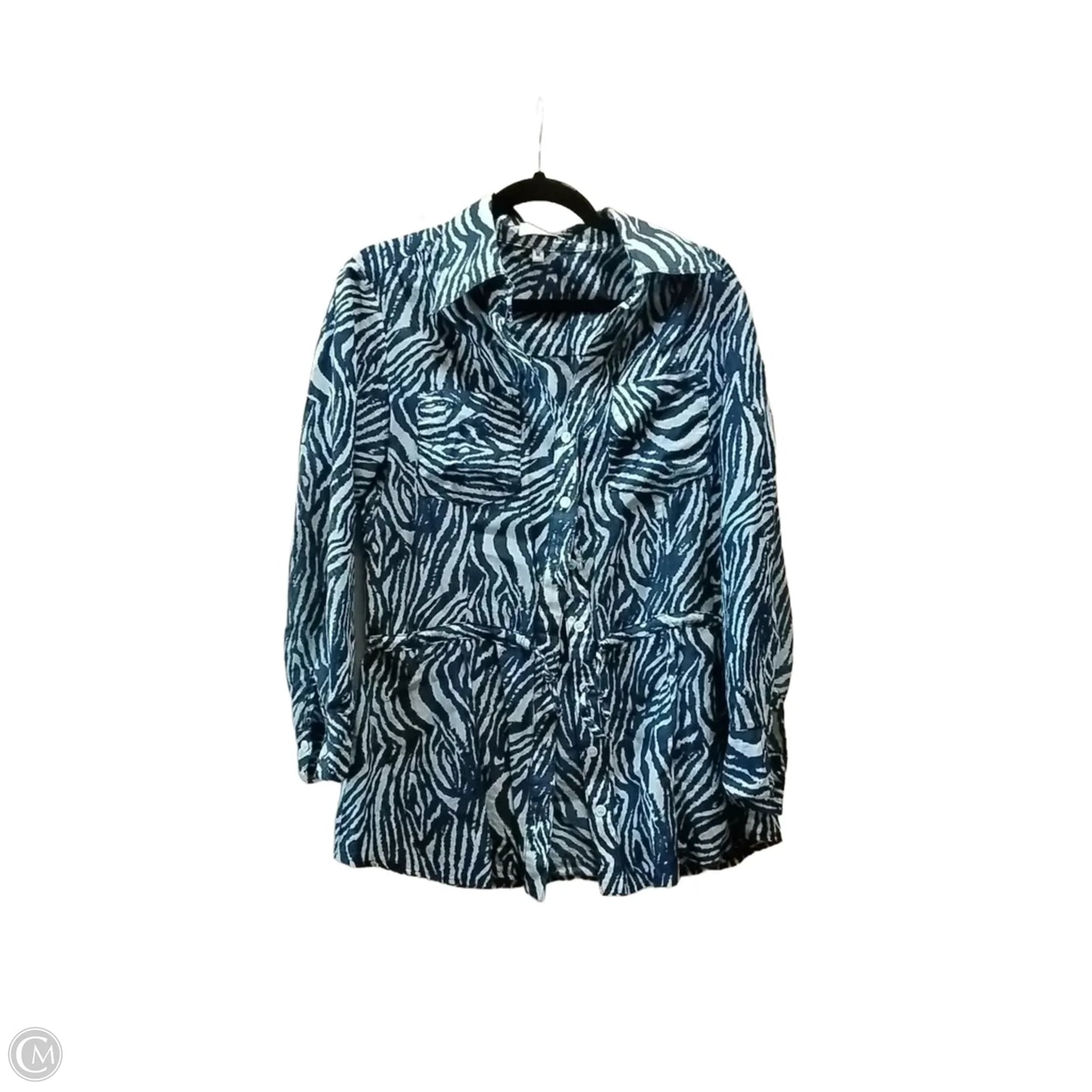 Blouse Long Sleeve By Clothes Mentor In Blue, Size: M
