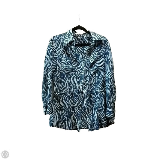 Blouse Long Sleeve By Clothes Mentor In Blue, Size: M