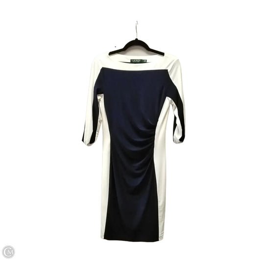 Dress Casual Midi By Lauren By Ralph Lauren In Blue & Cream, Size: 4