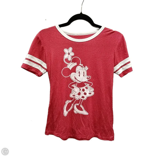 Top Short Sleeve By Disney In Red & White, Size: S