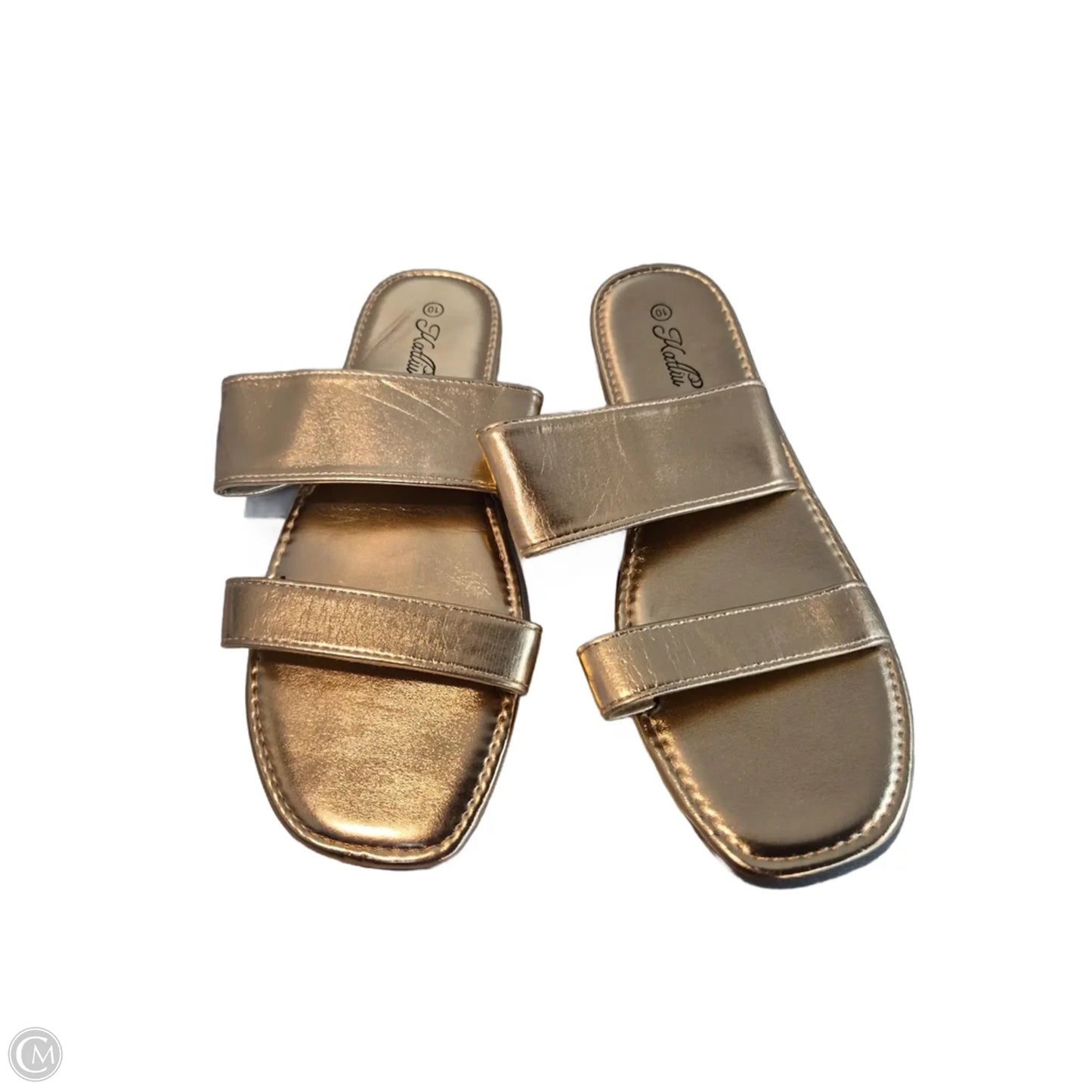 Sandals Flats By Clothes Mentor In Bronze, Size: 10