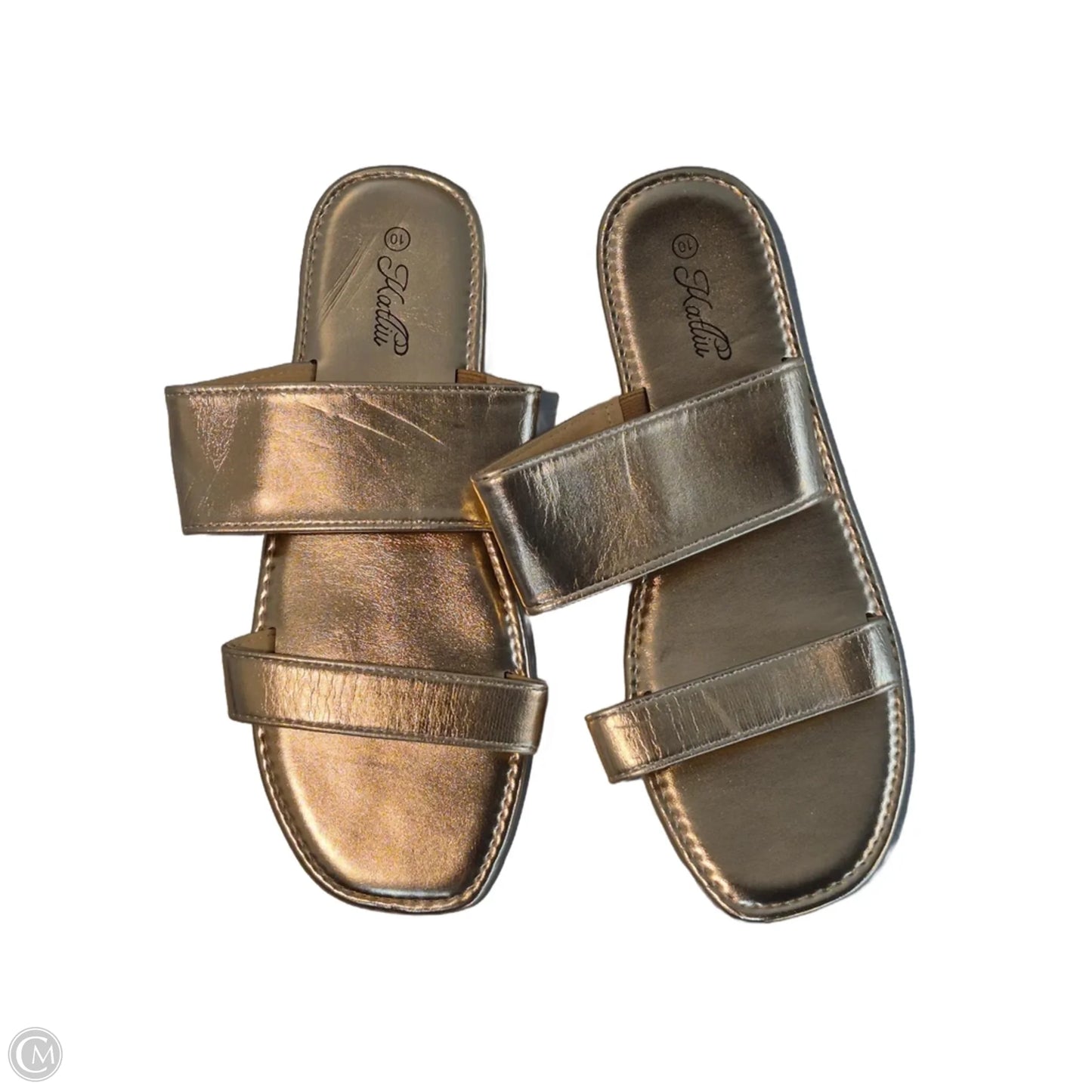 Sandals Flats By Clothes Mentor In Bronze, Size: 10