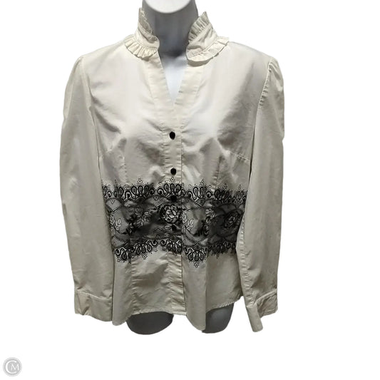 Blouse Long Sleeve By Worthington In Black & Cream, Size: M