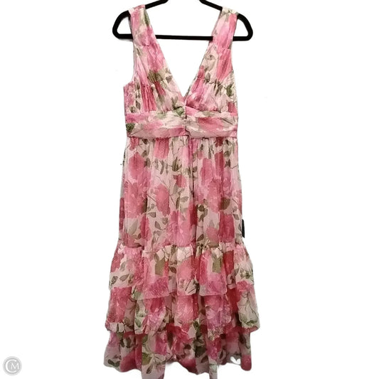 Dress Party Midi By Lulus In Floral Print, Size: L