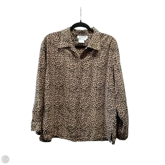 Blouse Long Sleeve By Allison Taylor In Animal Print, Size: L