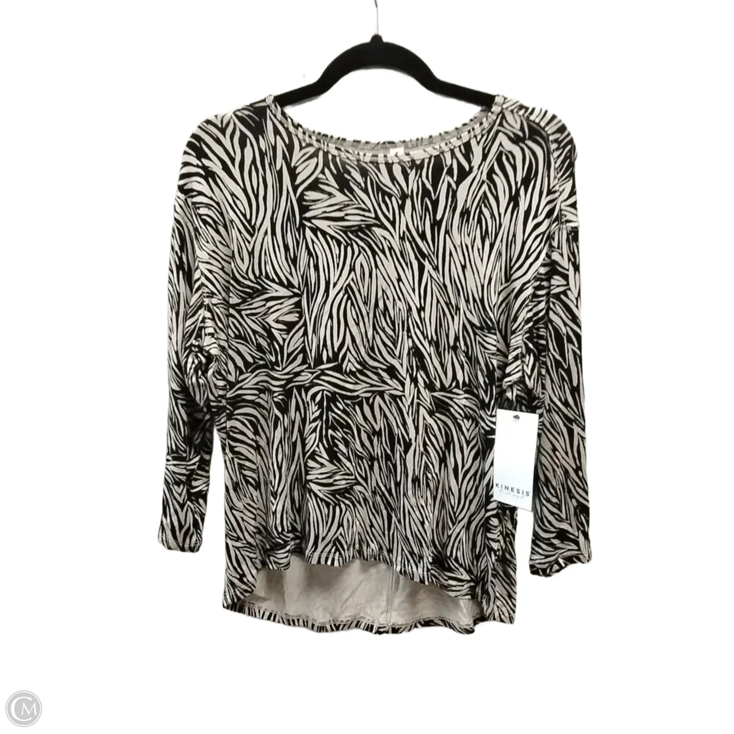 Athletic Top Long Sleeve Collar By Kinesis In Black & Brown, Size: Xs