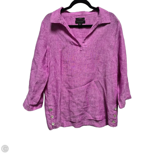 Blouse Long Sleeve By Tahari In Pink, Size: Xl