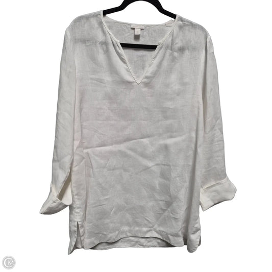 Top Long Sleeve By Saks Fifth Avenue In White, Size: L