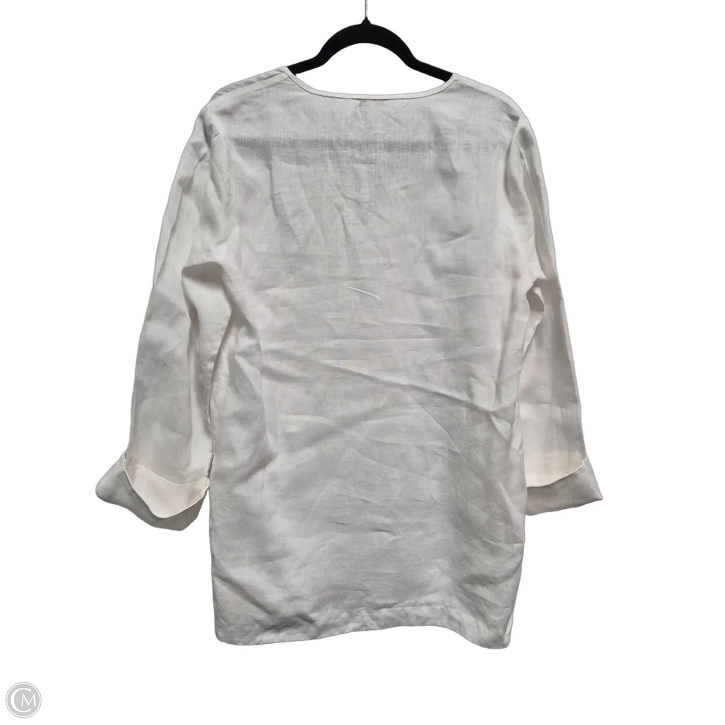 Top Long Sleeve By Saks Fifth Avenue In White, Size: L