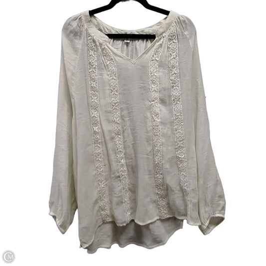 Blouse Long Sleeve By Per Se In Cream, Size: 2x