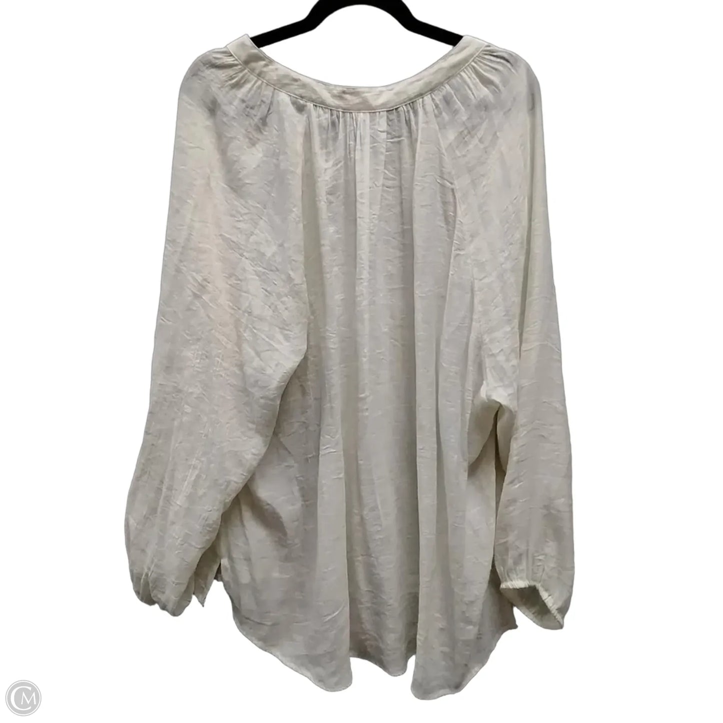 Blouse Long Sleeve By Per Se In Cream, Size: 2x