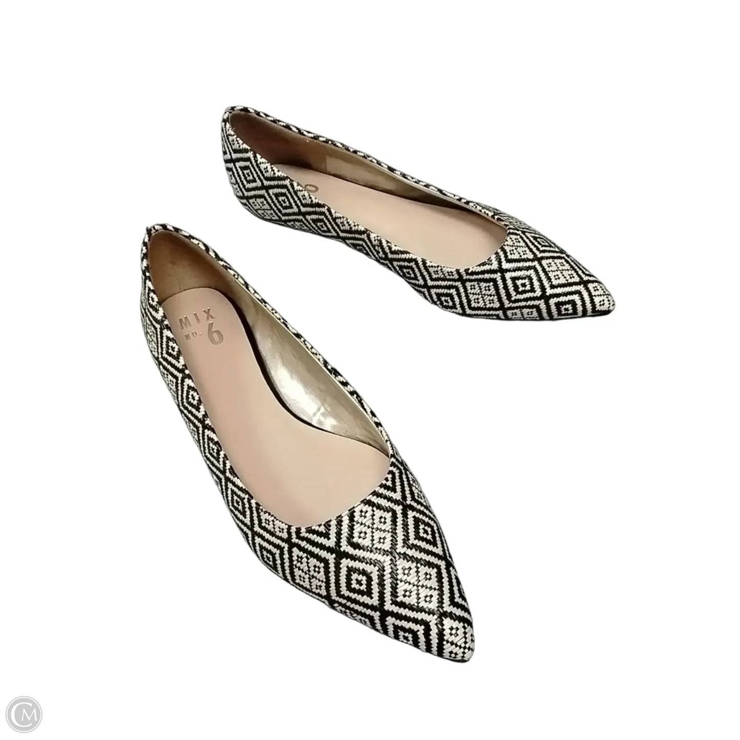 Shoes Flats By Mix No 6 In Geometric Pattern, Size: 10