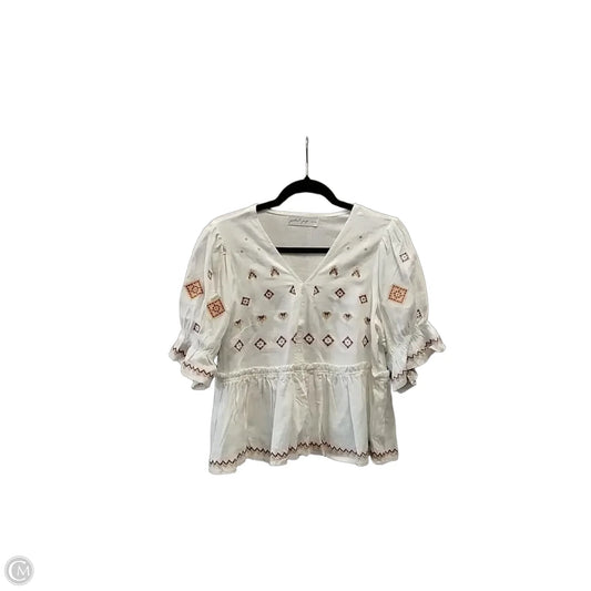 Blouse 3/4 Sleeve By Petal & Pup In White, Size: M