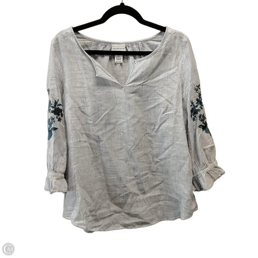 Blouse Long Sleeve By Liz Claiborne In Striped Pattern, Size: M