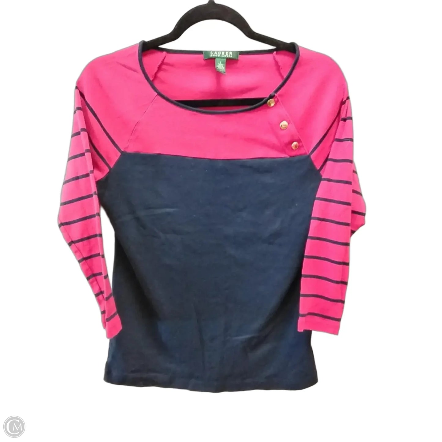 Top 3/4 Sleeve By Lauren By Ralph Lauren In Blue, Size: L